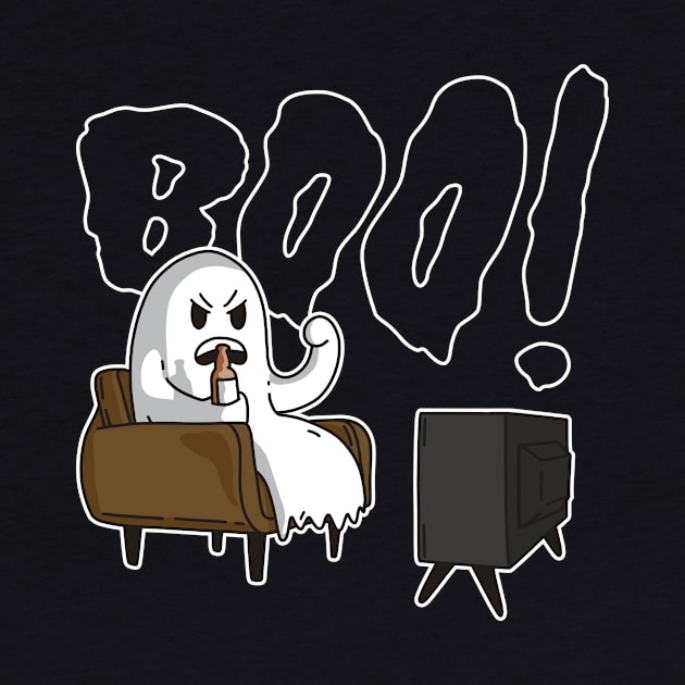 Funny Cartoon Ghost Watching TV by SLAG_Creative